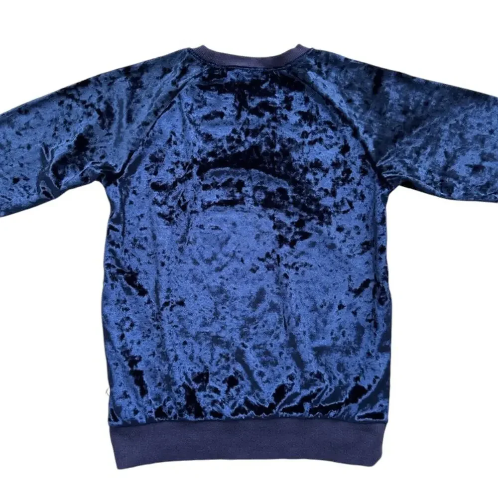 NWOT Minti Navy Crushed Velvet Top Size 7 - Picture 3 of 4